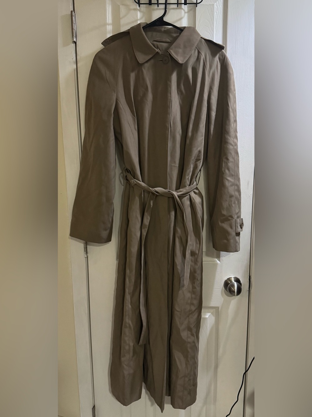 Vintage London Fog Women’s Long Trench Coat Removable Hood & Liner Taupe Size 8